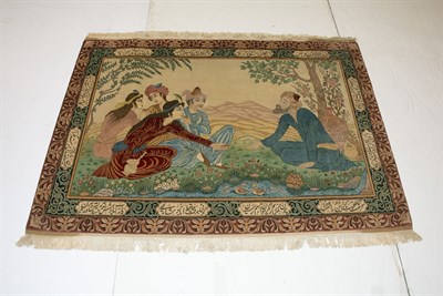 Lot 448 - Kashan Pictorial Rug Central Iran,...