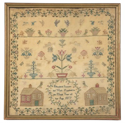 Lot 374 - American Needlework Sampler Worked by Harriott...