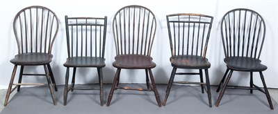 Lot 199 - Group of Five Painted Windsor Chairs Early...