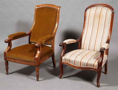 Lot 44 - Two Louis Philippe Upholstered Walnut Open...