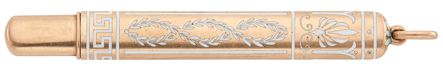 Lot 160 - Fabergé Gold and Champlevé Enamel Pencil...