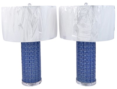 Lot 440 - Pair of Contemporary Design Blue Glazed...