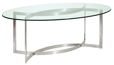 Lot 434 - Paul Legeard Chromed Steel and Glass Dining Table