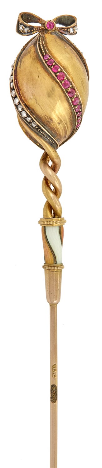 Lot 161 - Imperial Fabergé Jeweled Two-Color Gold and...