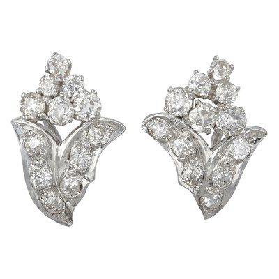 Lot 211 - Pair of White Gold and Diamond Earrings