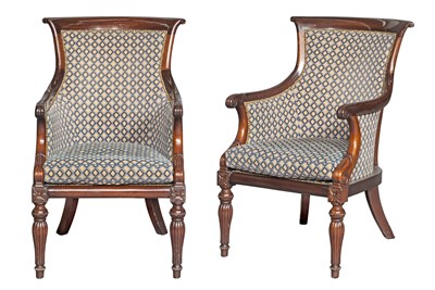 Lot 324 - Pair of George IV Style Mahogany Bergères...