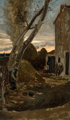 Lot 50 - Elihu Vedder American, 1836-1923 Leaning Trees...