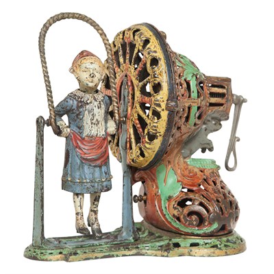 Lot 17 - Girl Skipping Rope Cast Iron Mechanical Bank J...