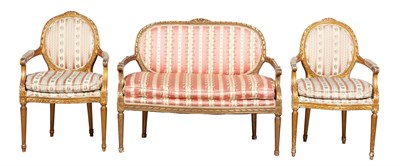 Lot 353 - Louis XVI Style Giltwood Assembled Three-Piece...