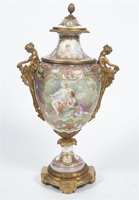 Lot 362 - Sèvres Style Gilt-Metal Mounted Pink Ground...