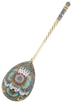 Lot 14 - Russian Silver and Cloisonné Enamel Spoon...