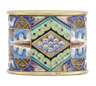 Lot 15 - Russian Silver and Cloisonné Enamel Napkin...