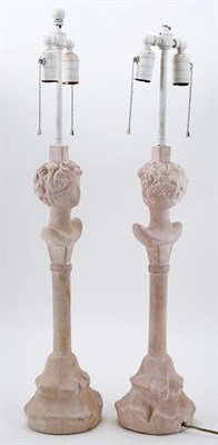 Lot 327 - Pair of Plaster Tête de Femme Table Lamps...