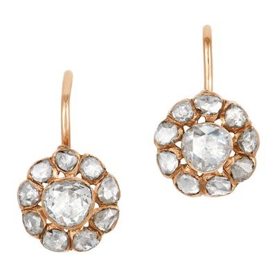 Lot 76 - Pair of Gold and Diamond Pendant-Earrings