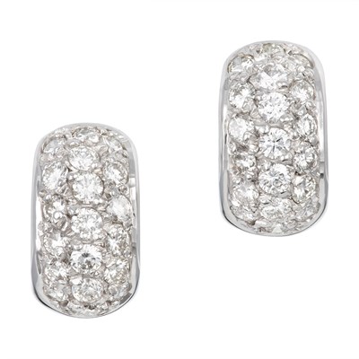 Lot 265 - Chanel Pair of White Gold and Diamond Huggie Earrings