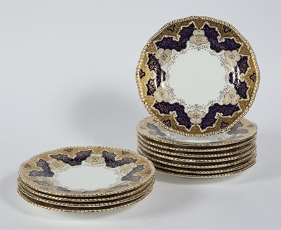 Lot 131 - Set of Twelve Coalport Gilt and Cobalt...