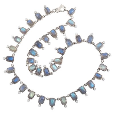 Lot 82 - Suzanne Felsen Silver, Labradorite and Diamond Fringe Necklace