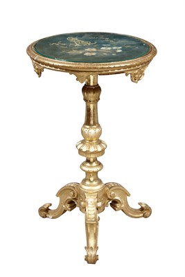 Lot 236 - Victorian Giltwood and Embroidered Silk...