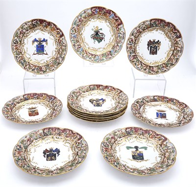 Lot 181 - Set of Twelve Capodimonte Porcelain Armorial...
