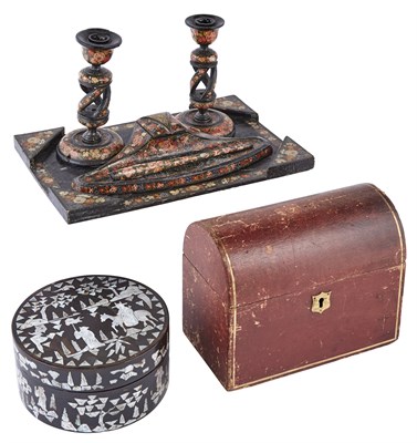Lot 37 - Kashmiri Lacquer Five-Piece Desk Set; Together...