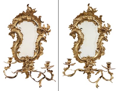 Lot 119 - Pair of Rococo Style Gilt-Metal Mirror Back...