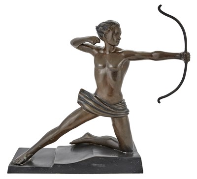 Lot 22 - Bronze Figure of a Nude Female Archer Signed S....