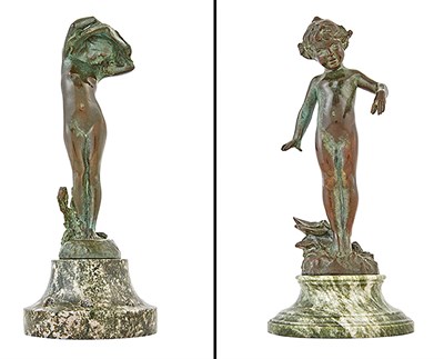 Lot 187 - Two Patinated Bronze Figures After Edward...
