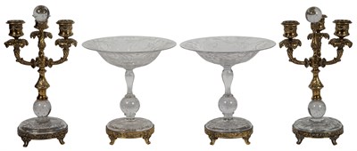 Lot 55 - Pair of Gilt-Metal Mounted Cut Glass...