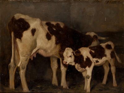 Lot 24 - Aladár Edvi-Illés Hungarian, 1870-1958 Cow and...