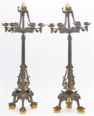 Lot 403 - Pair of Tall Neo-Grec Style Gilt and Patinated...