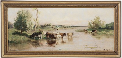 Lot 124 - Rozenburg Painted Porcelain River Landscape...