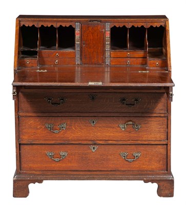 Lot 395 - George III Oak Slant Front Desk Height 43...
