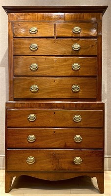 Lot 400 - George III Inlaid Mahogany Chest-on-Chest...