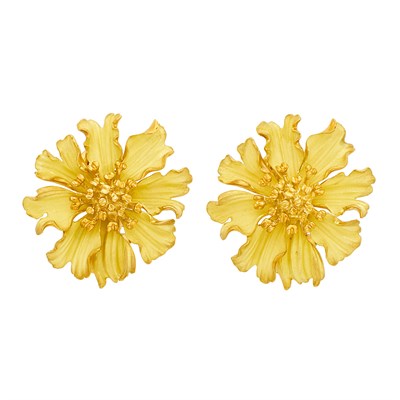 Lot 30 - Tiffany & Co. Pair of Gold Flower Earclips