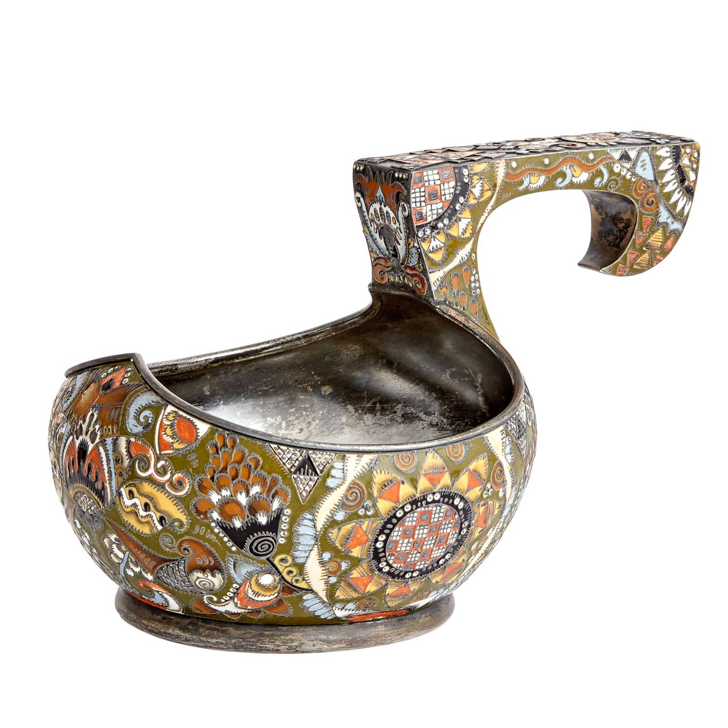 Lot 11 - Fabergé Silver-Gilt and Cloisonné Enamel Kovsh...