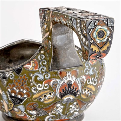 Lot 11 - Fabergé Silver-Gilt and Cloisonné Enamel Kovsh...
