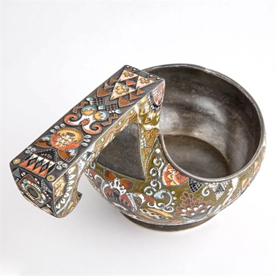 Lot 11 - Fabergé Silver-Gilt and Cloisonné Enamel Kovsh...