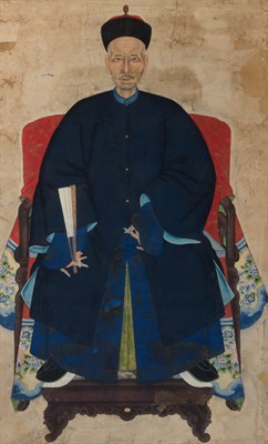 Lot 195 - Chinese Ancestor Portrait Qing Dynasty Ink on...