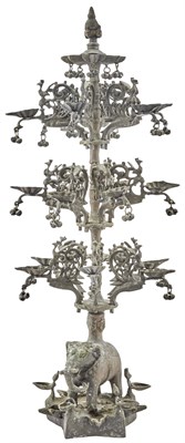 Lot 192 - Large Indian Metal Multi-Tier Lamp 19th...