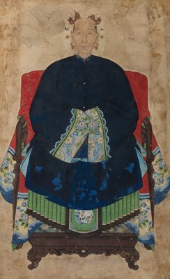 Lot 194 - Chinese Ancestor Portrait Qing Dynasty Ink and...