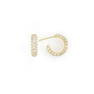 Lot 28 - Tiffany & Co. Pair of Gold and Diamond Huggie Earrings, France