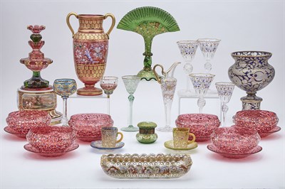 Lot 409 - Group of Continental Gilt and Enameled Glass...