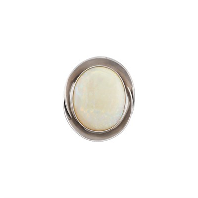 Lot 44 - White Gold and White Opal Pendant and Ring and Black Opal Doublet Pendant-Brooch