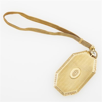 Lot 197 - Tiffany & Co. Antique Gold Compact with Mesh Strap