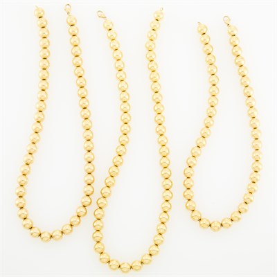 Lot 2 - Three Gold Bead Necklaces