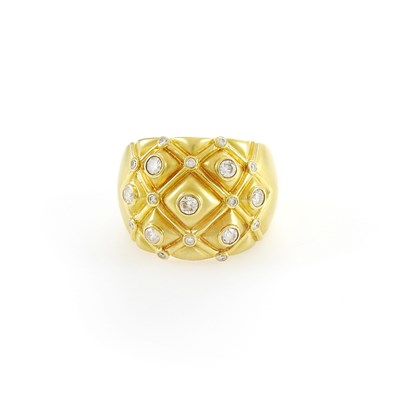 Lot 1 - Wide Gold and Diamond Ring