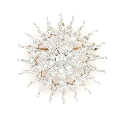 Lot 75 - Antique Platinum, Gold and Diamond Sunburst Pendant-Brooch and Four Platinum and Diamond Ring Mountings