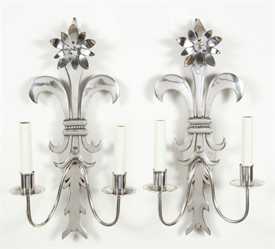 Lot 436 - Pair of Contemporary Design Chrome Plated...