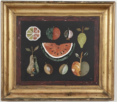 Lot 437 - Montici Pietra Dura Plaque Depicting a Fruit...