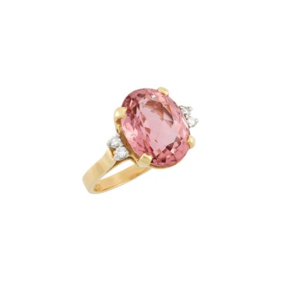 Lot 22 - Gold, Pink Tourmaline and Diamond Ring
